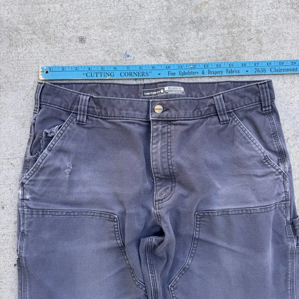 Carhartt Baggy Double Knee Carpenter Pants Mens 36x30 Faded Gray Distressed
